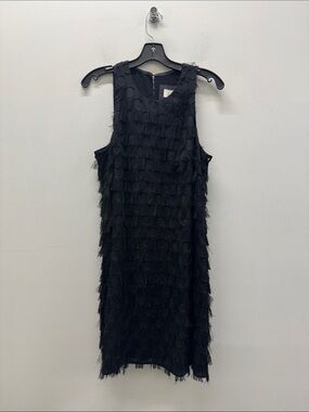 NWT Anthropologie Black Roxie Fringe Textured Sleeveless Dress Size 10